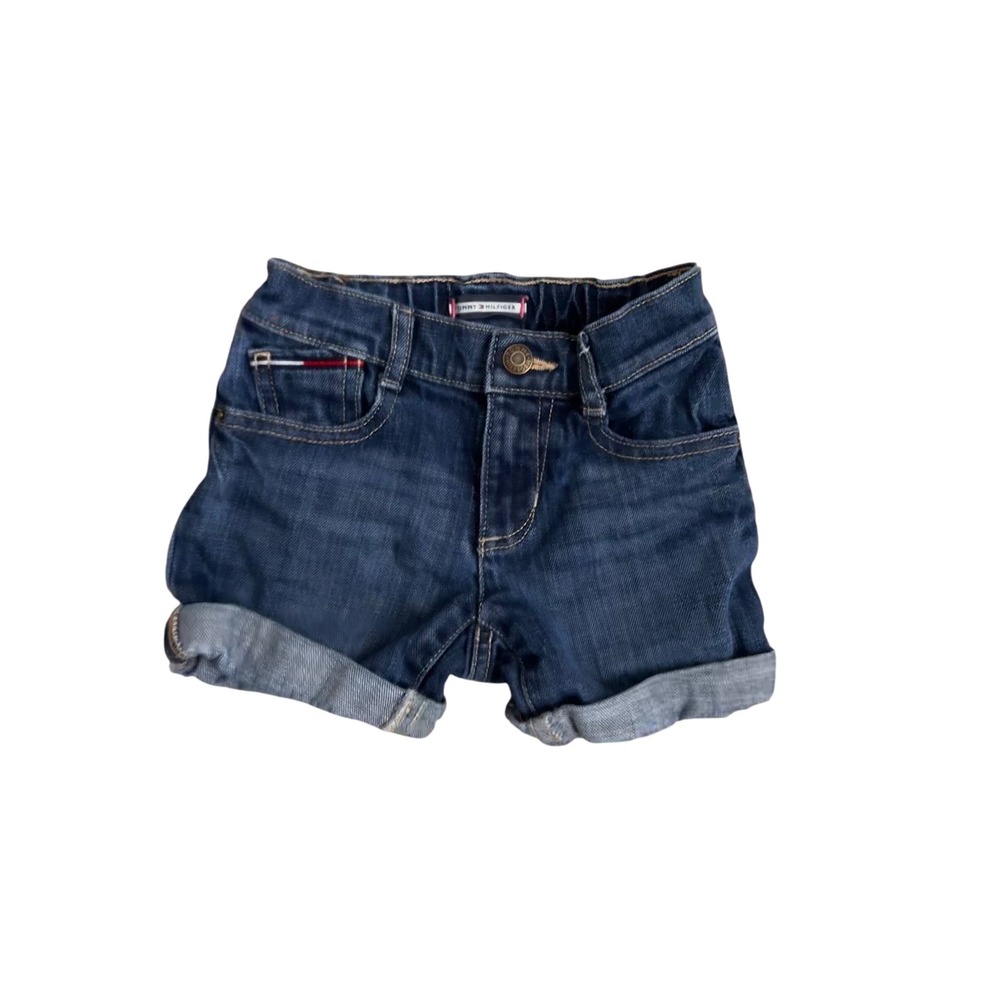 Tommy Hilfiger Toddler Girls 2T Dark Wash Denim Jean‎ Shorts Adjustable Waist